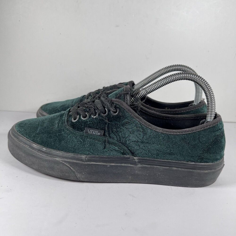 Vans Authentic Green Velvet/Velour Lace Up Skate Shoes Sneakers Women's Size 8 - Picture 3 of 8